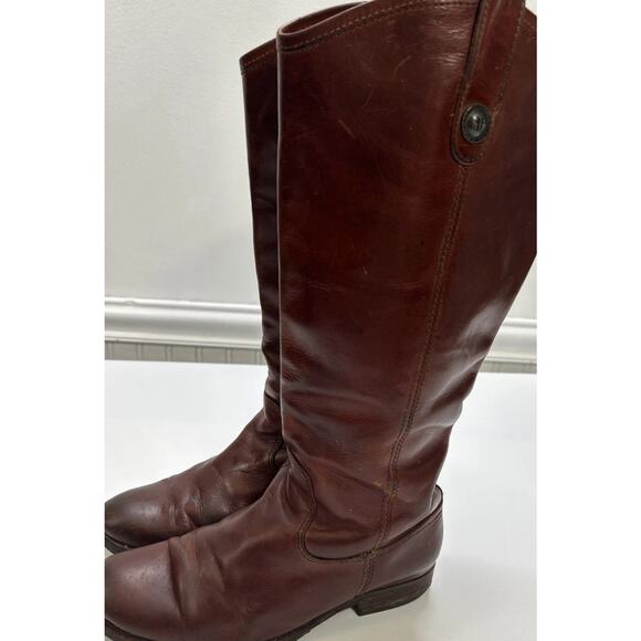 Frye Mahogany Leather Melissa Western Tall Riding Boots Women 7 Style 77167 - Picture 1 of 16